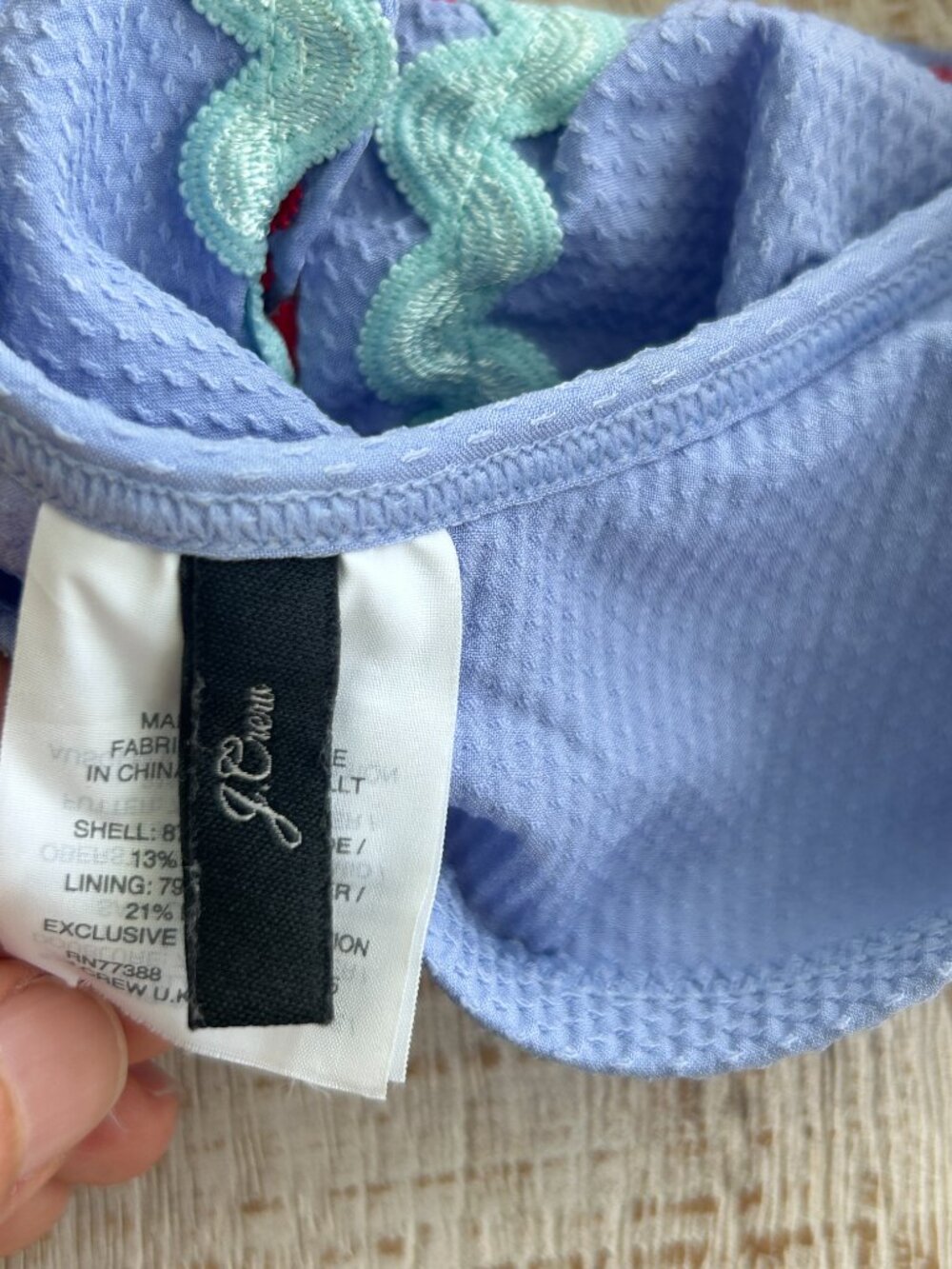 J Crew Ric Rac Ruffle Periwinkle Bikini Top only size Small - Picture 5 of 7